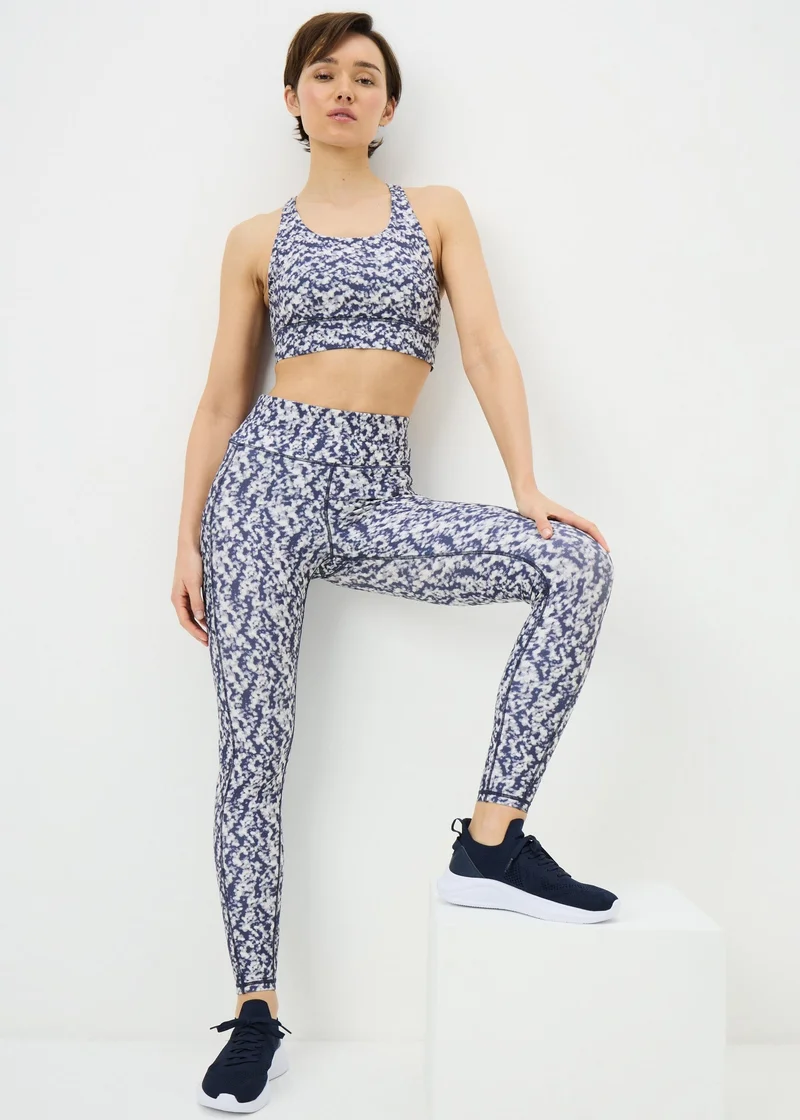 Matalan Blue Souluxe Blue Mottle Print Gym Leggings for Women | Best Price UAE